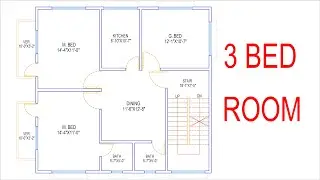 HOUSE PLAN DESIGN | EP 298 | 1000 SQUARE FEET 3 BEDROOMS HOUSE PLAN | LAYOUT PLAN