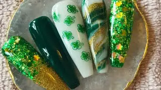 St. Patrick’s Day Acrylic Nails Collab with Nails by Lady Red
