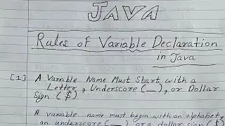 Variable Declaration Rules in Java | Java Variables Explained with Examples | Core Java Tutorial
