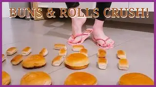 Goddess Isadora feet - food crush asmr - buns & rolls
