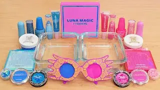 Luna Lovegood Pink vs Blue - Mixing Makeup Eyeshadow Into Harry Potter Slime ASMR