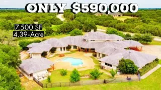 7,500 SF Abandoned Mansion on 4.39-Acre, Pool, Casita, Sauna, Theater, S. of Dallas Home For Sale