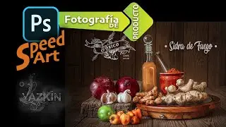 Bodegón fotografía de producto para #sidradefuego #antes y después #Photoshop por Yazmin Torres