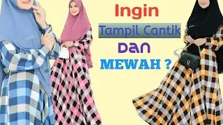 Model baju gamis kotak-kotak terbaru dengan set Khimar modern