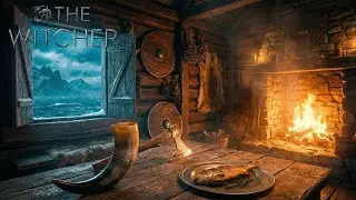 Warm Fireplace in Skellige ⚔️ The Witcher Winter Ambience & Music 4K
