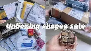 [UNBOXING] Unbox săn sale đồ MAKE UP và SKINCARE 😋// Hướng dẫn lấy mã giảm giá trên Shopee❤️‍🔥