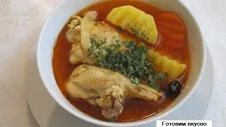 Шорба из курицы. Тоюг шорбасы.