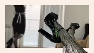 Cleaning in pantyhose and high heels