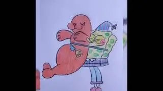 Drawing Spongebob Squarepants With Color Pencil #shorts #spongebob