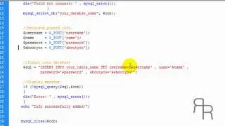 PHP Tutorial -  inserting data into MYSQL database (HD)