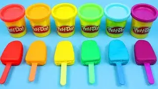 Using 6 Rainbow Play Doh Popsicles & Cute Cookie Cutter Molds to Make Surprise Toys!