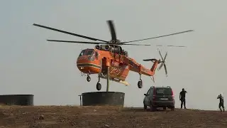 3x Sikorsky S-64E Skycrane Water Pumping in Parnitha Fire