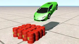Explosive Barrels | 39 Cars, 117 Crashes | BeamNG Drive Gameplay #57