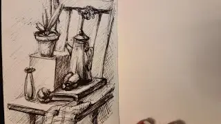 daily pen sketching challenging, tutorial for beginners