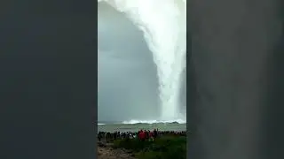 Waterspout right in front of the shore  