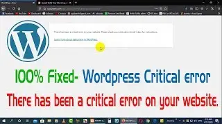 100% Fix- WordPress-There has been a critical error in your website-2020