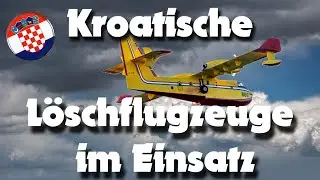Kroatische Löschflugzeuge im Einsatz bei der Wasseraufnahme