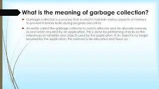 What is the meaning of garbage collection