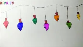 Cómo dibujar luces de Navidad para niños Xmas luces bombillas