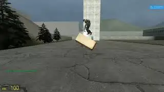 Man manipulates a fridge for kickflip and fly