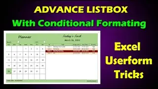Excel Listbox Tips & Tricks : Monthly Planner Software with Conditional Formatting in Listbox