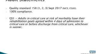 Clinical Audit: Rehab after critical illness - With voice over