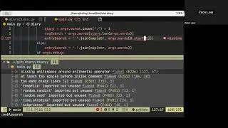 Using flake8 in lunarvim, to find problems in python files.