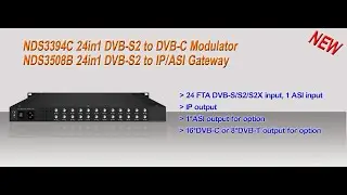16 24 DVB SS2XDVB T T2 SC, ATSC, ISDB T FTA tuner input, multiplexing, scrambling and QAM modulating