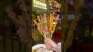Halal Asian BBQ skewers and the best grilled scallops in Burwood Chinatown 😋🔥 #sydney #shorts