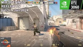 CS2 : RTX 3060 12 GB + Ryzen 5700X : REFLEX ON  + NVIDIA Latency Analyzer : Patch 4/jan/24