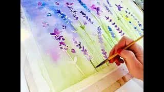 Steps for successful watercolour painting - Painting lavender with a background