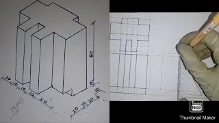 Orthographic Projection in 3rd Angle Example 3