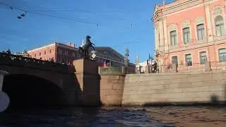 Прогулка на теплоходе по реке Фонтанке в Петербурге майским вечером (часть 1)