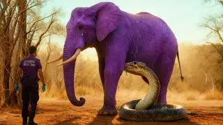Rescue Story: Saving a Rare Purple Elephant from a Giant Anaconda Attack