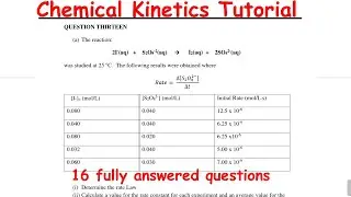 Chemical Kinetics Tutorial Sheet Solutions - includes Linear Regression