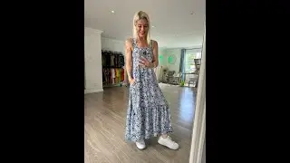 Strappy Dress - Blue and White Print