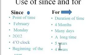 English: Class  #5 Unit # 2 (Use of since and for)