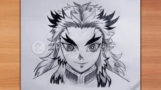 How to draw Kyojuro Rengoku Easy | Demon slayer | Drawing Anime Tutorial For Beginners