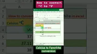 How to convert Celsius to Fahrenheit (°C to °F) in excel 