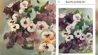 White orchids in green vase oil painting process video