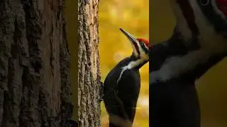 Woodpeckers bird Peck Hardwood and Eat Termites 