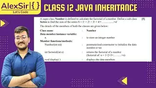 Class 12 ISC JAVA || Inheritance Program in Java-3