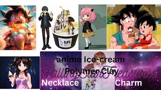 beautiful happy Anime ice-cream Polymer clay necklace charm