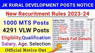 J&K Rural Department Jobs Notice | JKSSB VariJobs Notice Out | New Recuritment Rules 2023-24