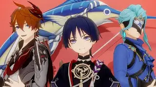 【MMD Genshin Impact】 까탈레나 (Catallena)  【Childe, Scaramouche, Dottore】