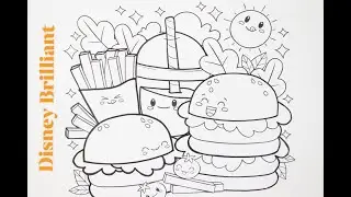 Kawaii Fast Food Emojis Relaxing and Calming Coloring l Disney Brilliant