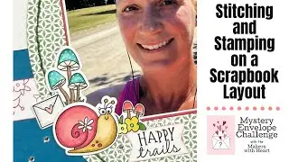 Stitching and Stamping on a Scrapbook Layout | Mystery Envelope Challenge