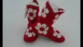 1ч.МК Тапочки сапожки крючком из мотивов