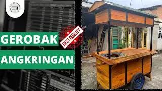 Gerobak Angkringan Meranti Solid Lis Hitam!