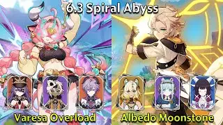 C0 Varesa Overload & C2 Albedo Moonstone - Genshin Impact 6.3 Spiral Abyss Full Clear